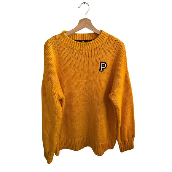 PINK Victoria's Secret Sweaters - PINK Victoria's Secret Yellow Oversized Sweater Women's Size Large Crewneck Wome